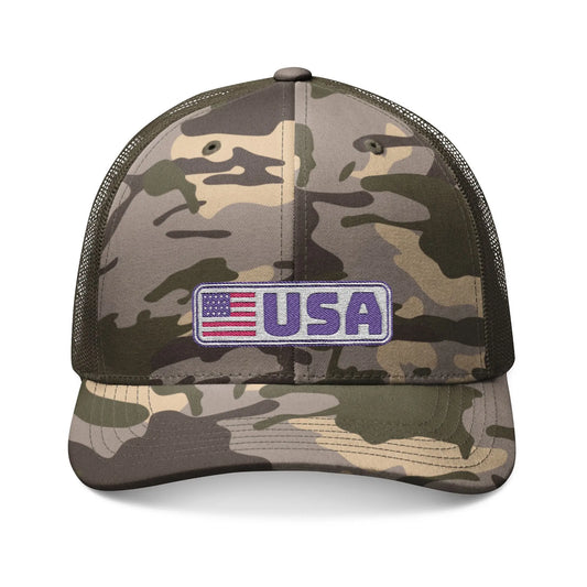 USA Embroidered Camouflage Trucker Hat - Léon Pierre
